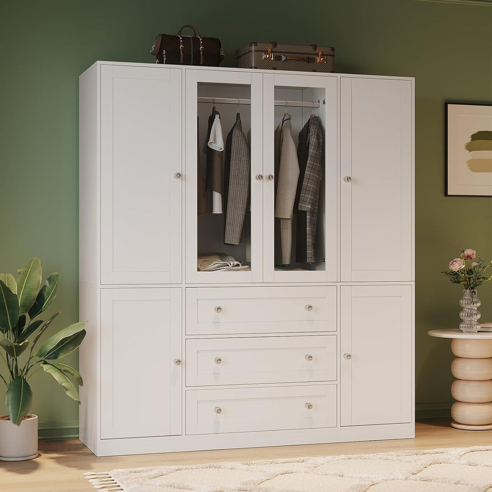 VOWNER 71" H Armoire Wardrobe Closet with Motion Sensor LED Light
