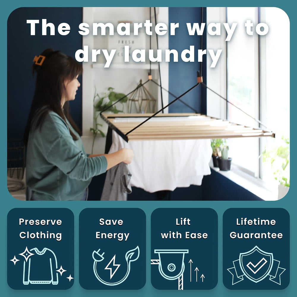 Ceiling Laundry Drying Rack w/Pulley System (48 INCHES)