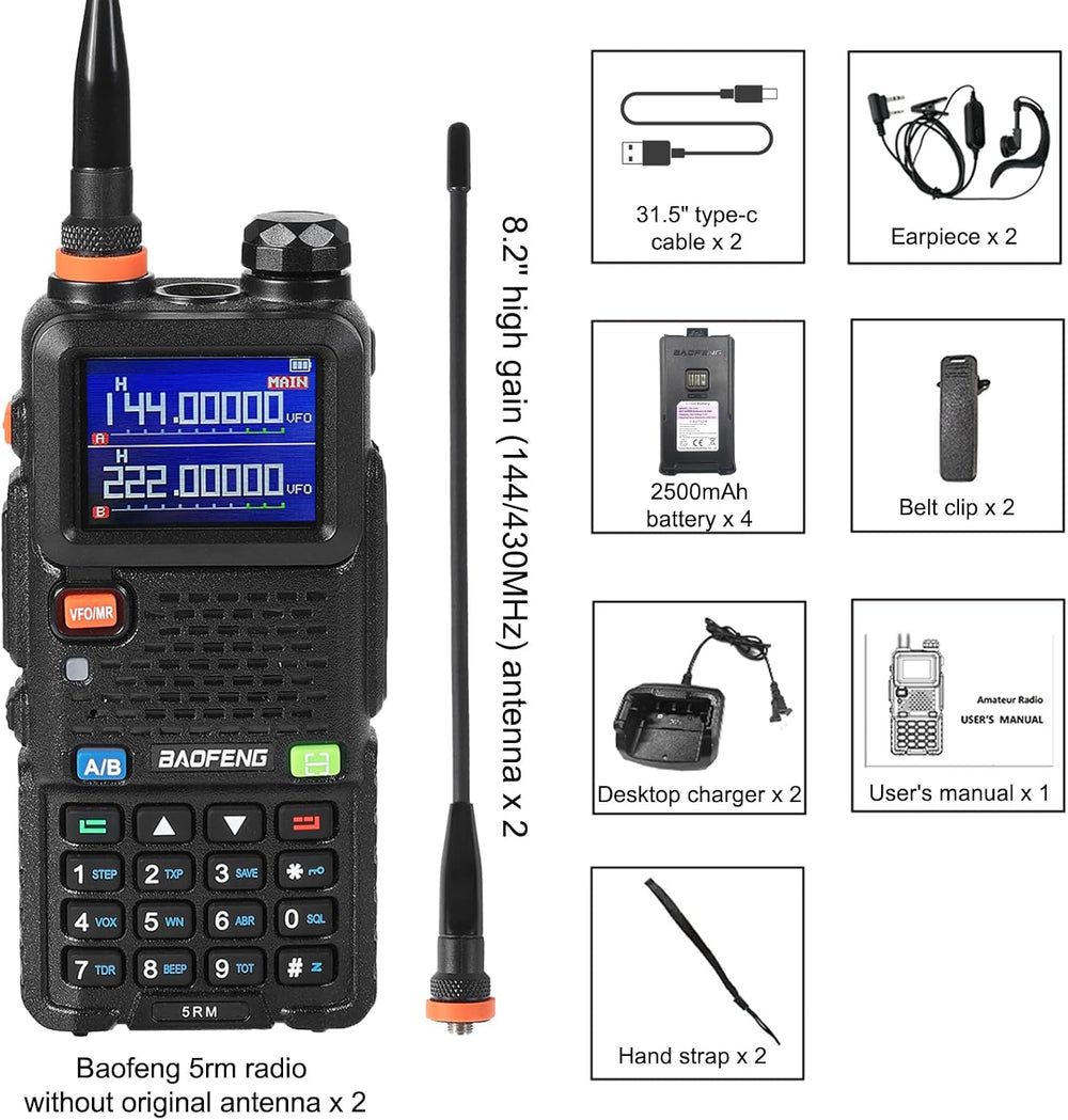 BAOFENG 5RM Ham Radio Handheld (Upgraded of UV-5R) Walkie Talkie Long Range