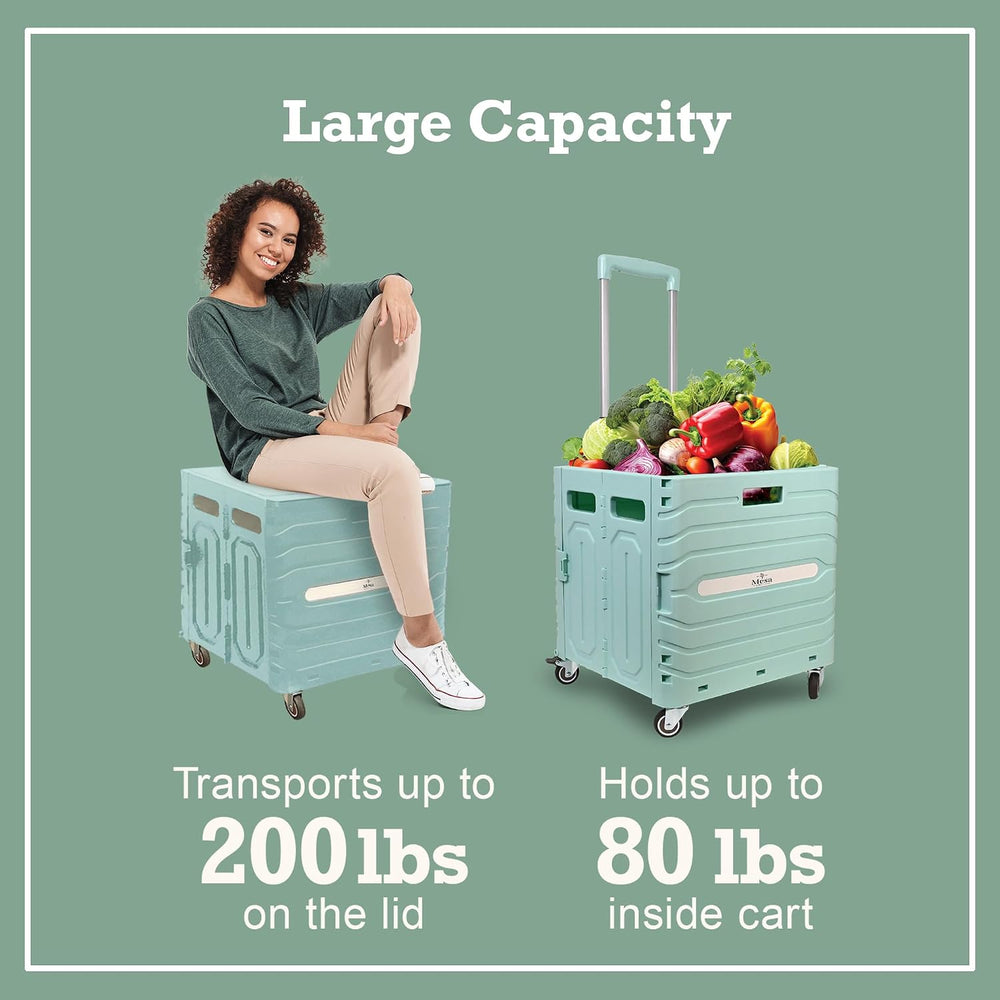 Inspired Living Collapsible Folding Utility Cart, Heavy-Duty Rolling Crate wi...