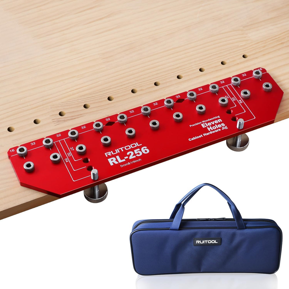 RUITOOL Shelf Pin Jig, 11-Hole Aluminum Shelf Hole Jig with Built-in Clamp