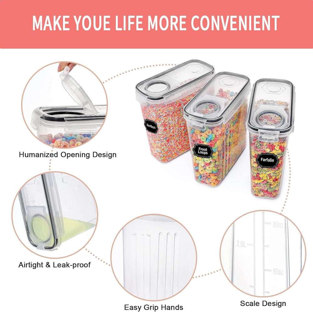 PRAKI Cereal Containers Storage Set (4L,135.2 Oz), 8PCS Airtight Food Storage...