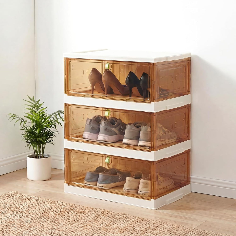 Shoe Rack Organizer for Entryway/Closet,Stackable Magnetic-Door Shoe Boxes,Fo...