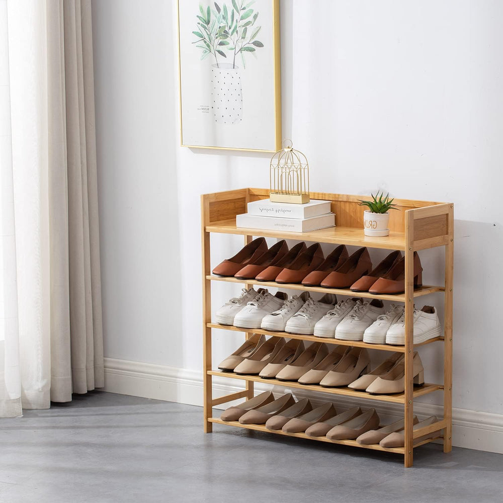 Bamboo Shoe Rack Organizer, 5 Tier Shoe Shelf Storage Organizer, for Entryway...