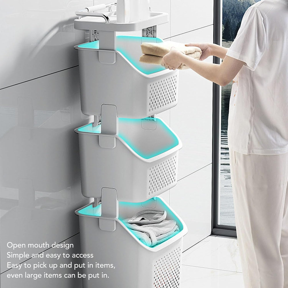 3 Tier Laundry Basket Organizer with Wheels, Tiered Laundry Basket Organizer,...