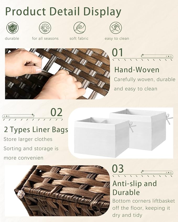 Storage Basket with Lid Wicker Baskets
