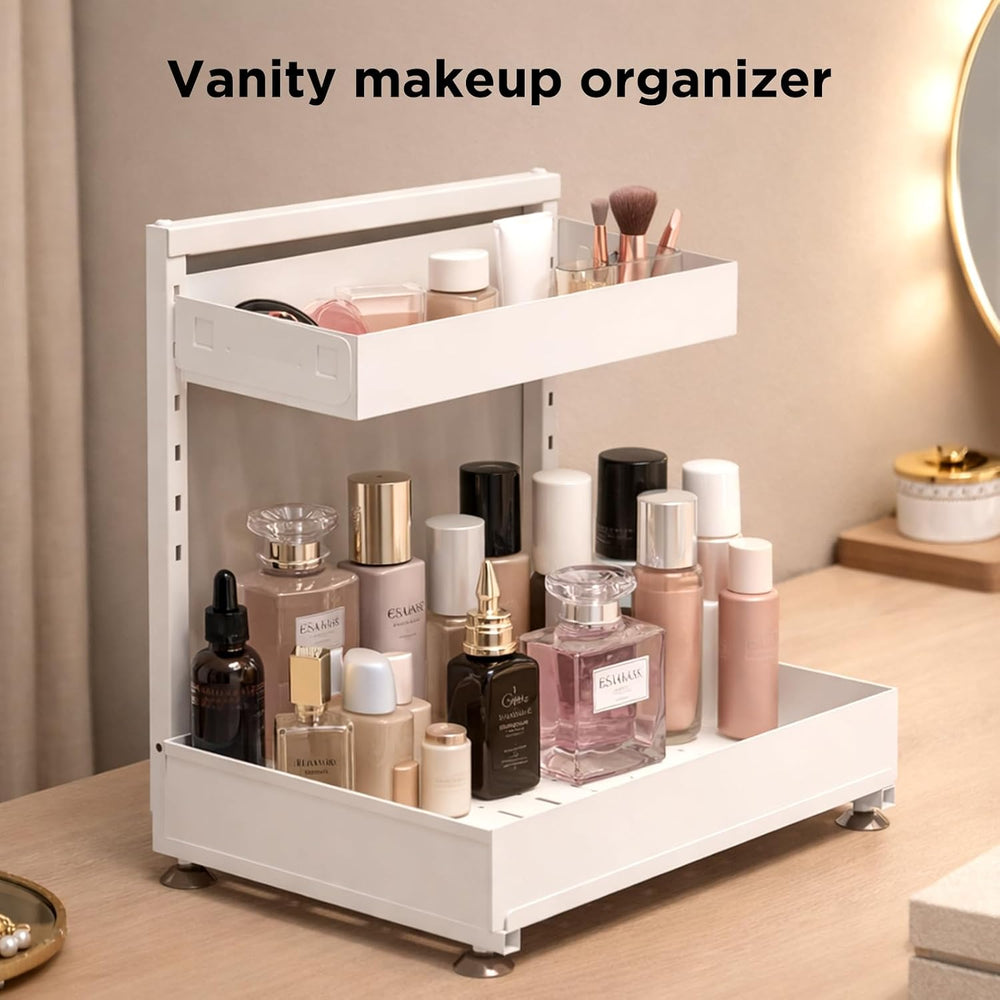 Under Sink Organizer Bathroom Kitchen: 2 Pack 2 Tier Metal Under Cabinet Stor...