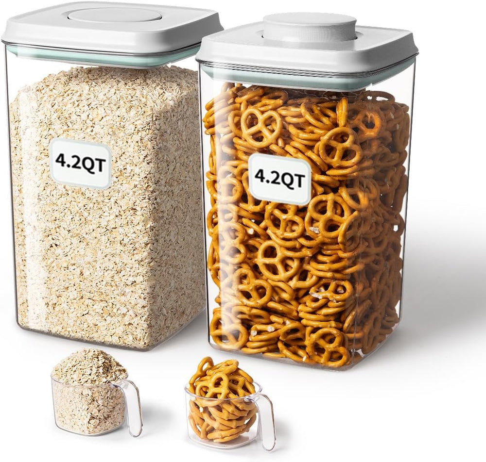 Airtight Food Storage Container with Pop Lid & 130ml Scoop, 4L/4.2qt *2 B...