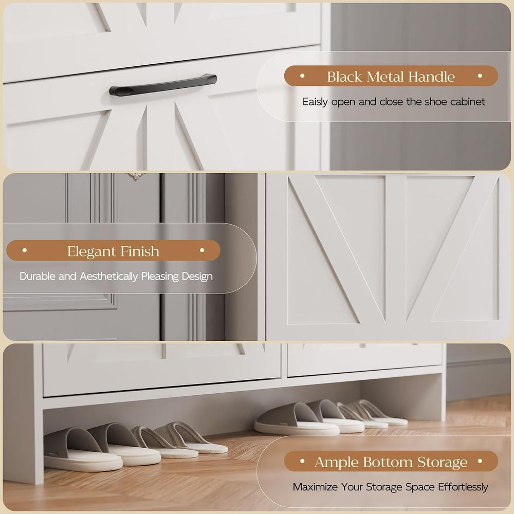 MU Shoe Storage Cabinet with 4 Flip Drawers, Freestanding Shoe Cabinet, Slim ...
