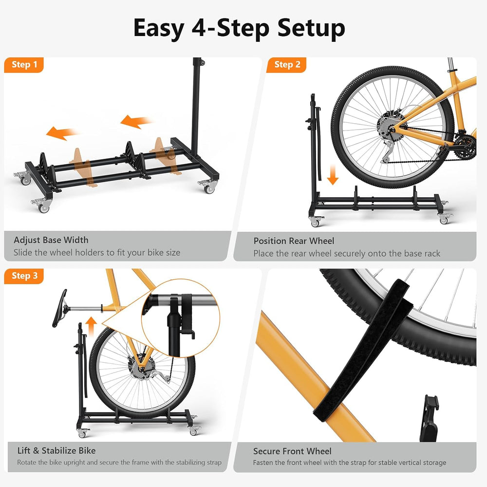 Vertical Bike Stand, (3 Pack) Space Saving Indoor Bicycle Storage Rack with W...