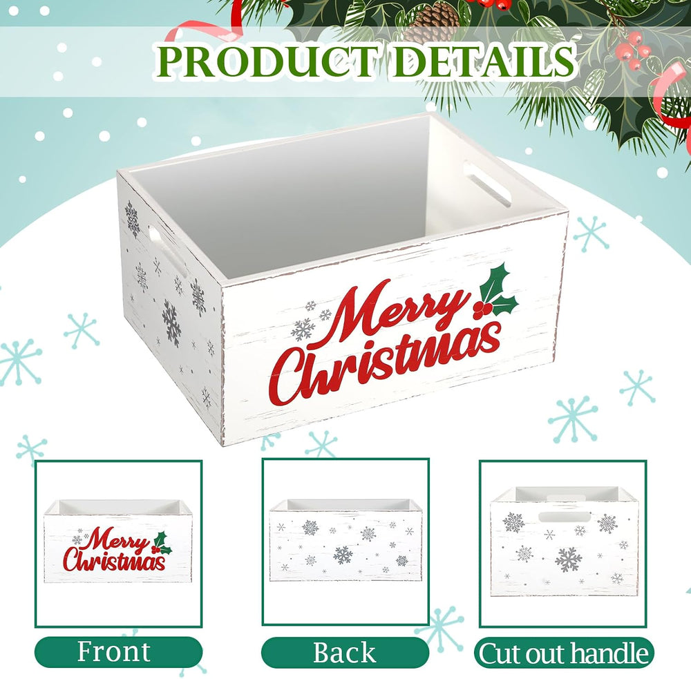 Namalu Christmas Hot Cocoa Bar Storage Box Wooden Crate with Handles Hot Coco...