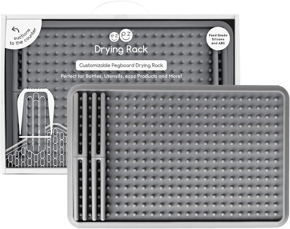 ezpz Drying Rack (Gray) - Silicone Drying Rack with Suction Base