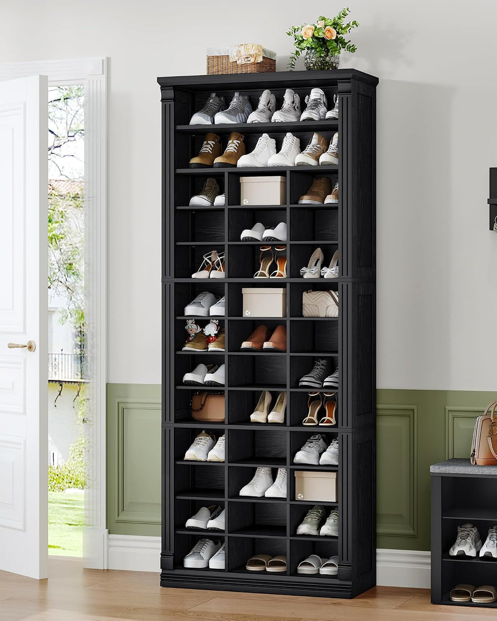 Hzuaneri 13 Tiers Shoe Storage Cabinet, Tall Shoe Cabinet with Cubby