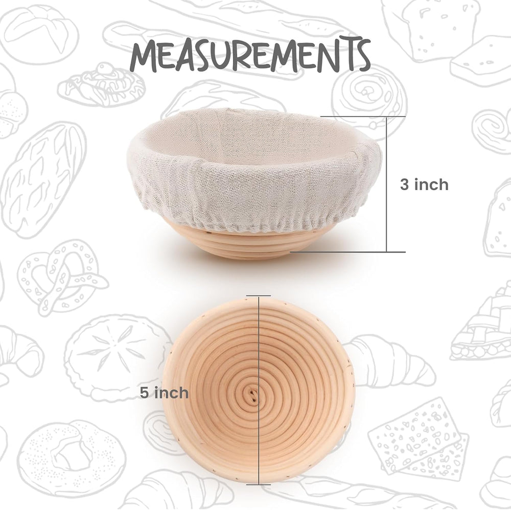DOYOLLA Mini Bread Dough Proofing Basket & Liner (Set of 6, 5 inch), Sour...