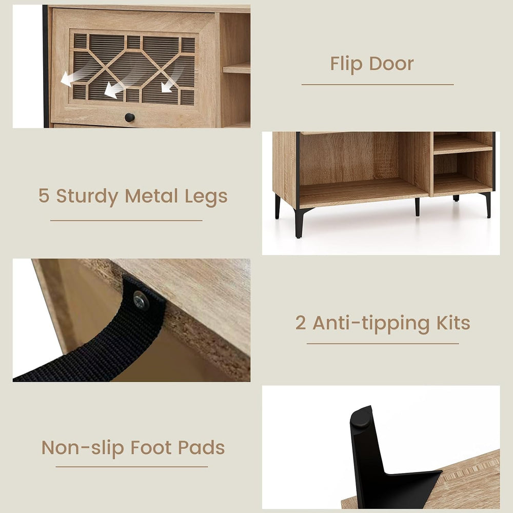 LOKO Shoe Storage Cabinet, Modern Shoe Organizer with Flip Doors, Adjustable ...