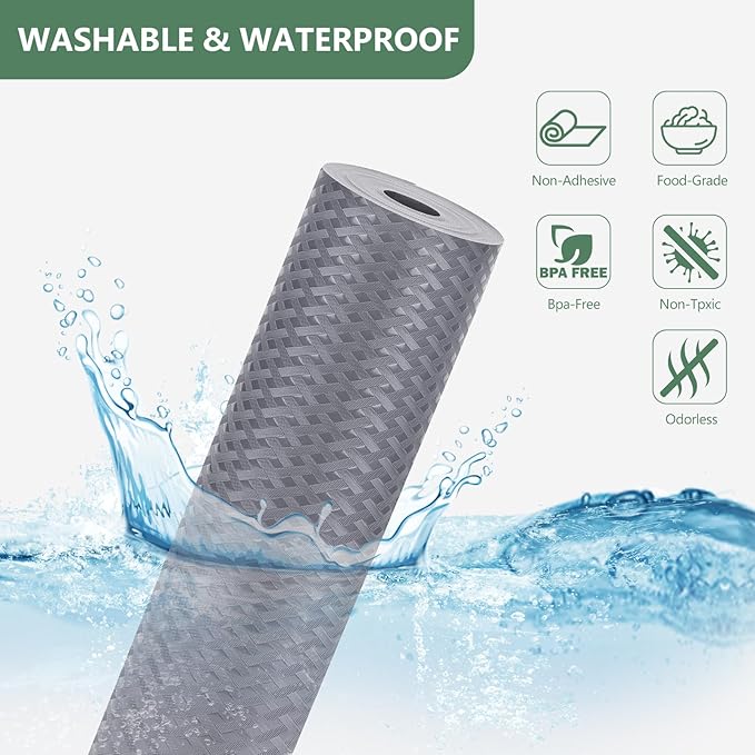 Shelf Liners, Non-Adhesive Drawer Liner, Waterproof & Oil-Proof Kitchen C...