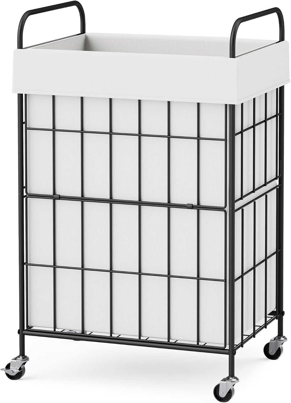 90L Laundry Hamper with Wheels, Laundry Basket with Handle and Liner Bag