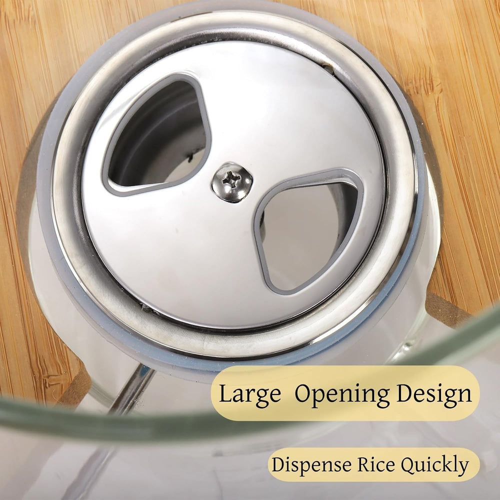 Tlence 5L Glass Rice Dispenser, Cereal Container with Bamboo Stand, Large Air...