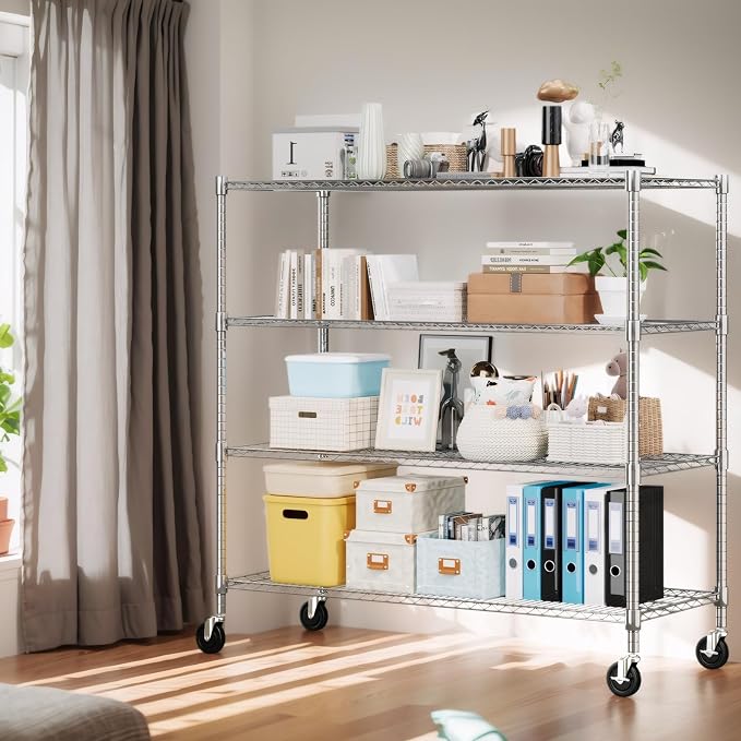 Himimi 72" H Storage Shelves 4 Tier Metal Shelving Adjustable Wire Shelf