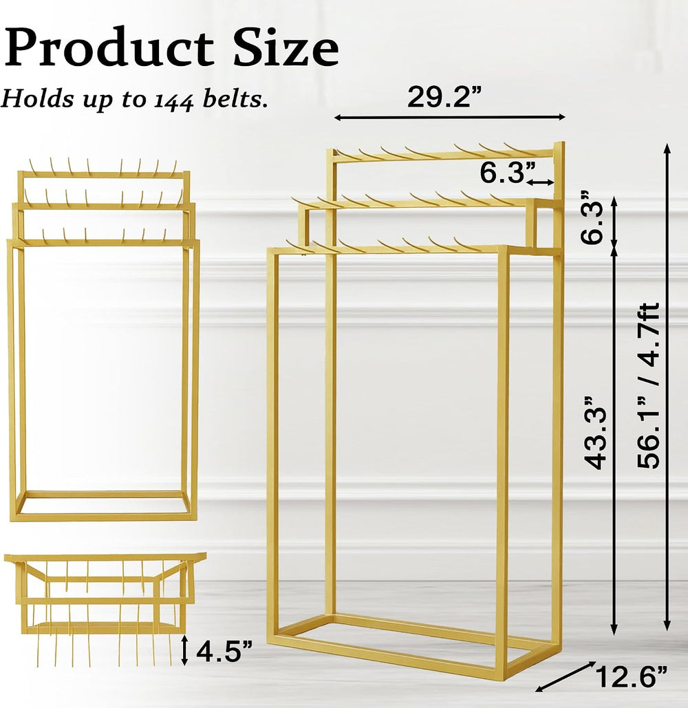 Belt Display Rack, Metal Belt Hanger, Tie Scarf Holder Storage Organizer