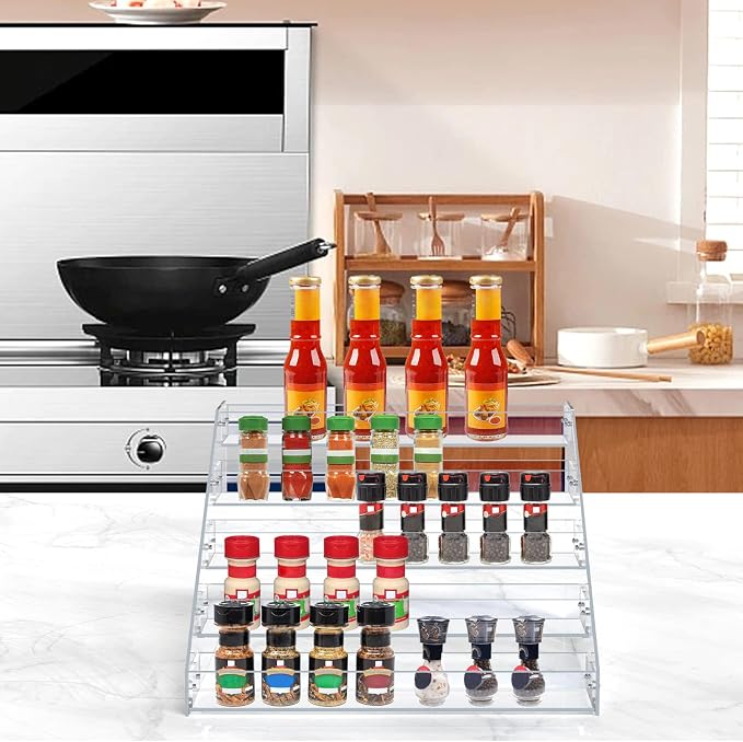 PMMASTO Tiered Spice Rack, Seasoning Organizer, Kitchen Organization and Storage