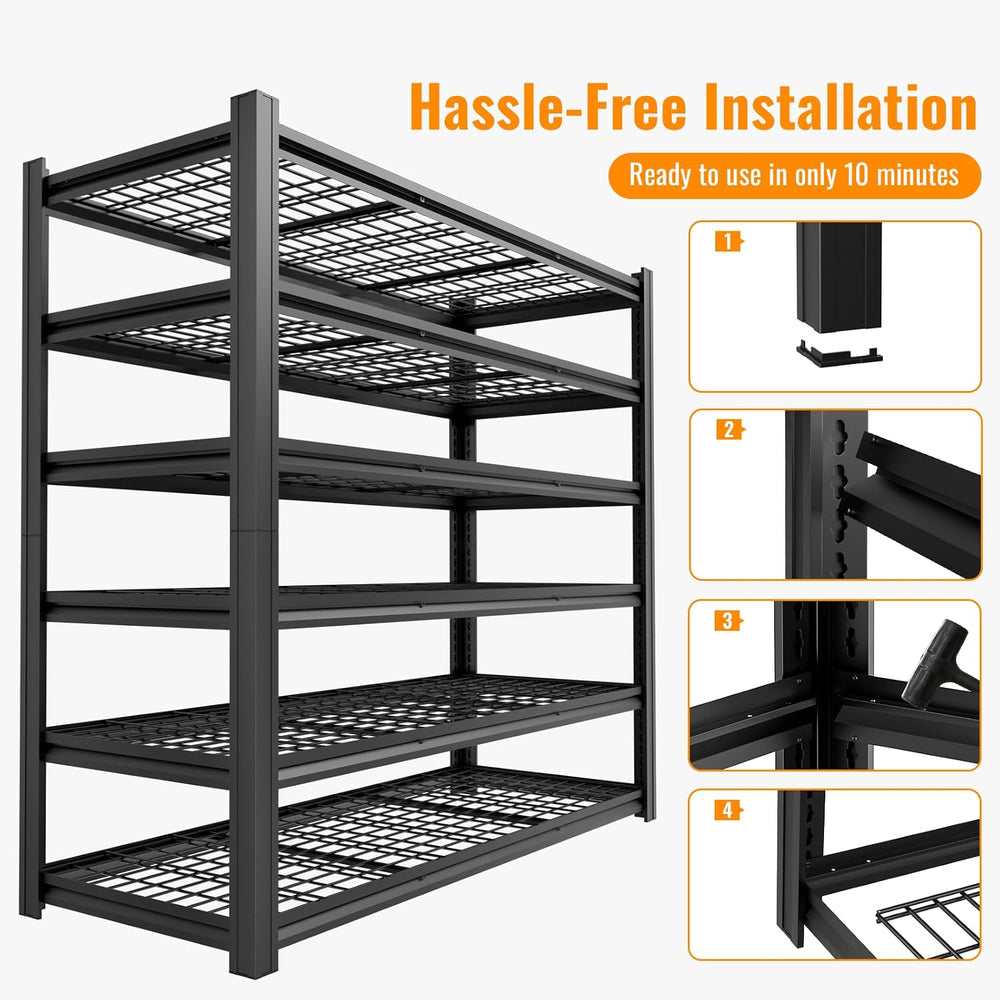 Metal Storage Shelving Unit, 6-Tier Adjustable Heavy Duty Garage Shelves