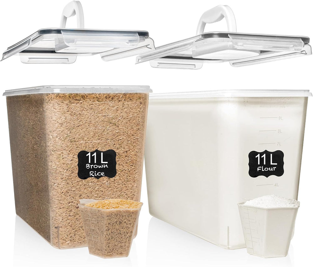 Shazo 2 PC (11L | 372 oz) Flour Sugar Storage Containers with Easy Carry Hand...
