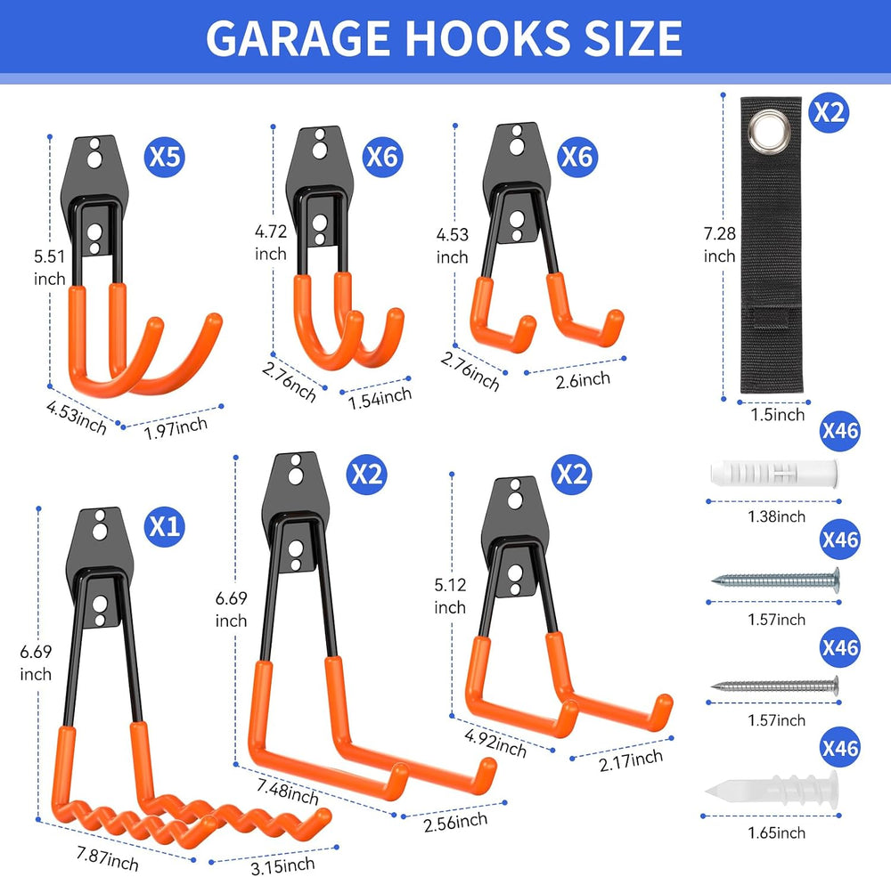 Garage Hooks Heavy Duty Garage Storage Hooks 24 Pack, Utility Steel Wall Moun...