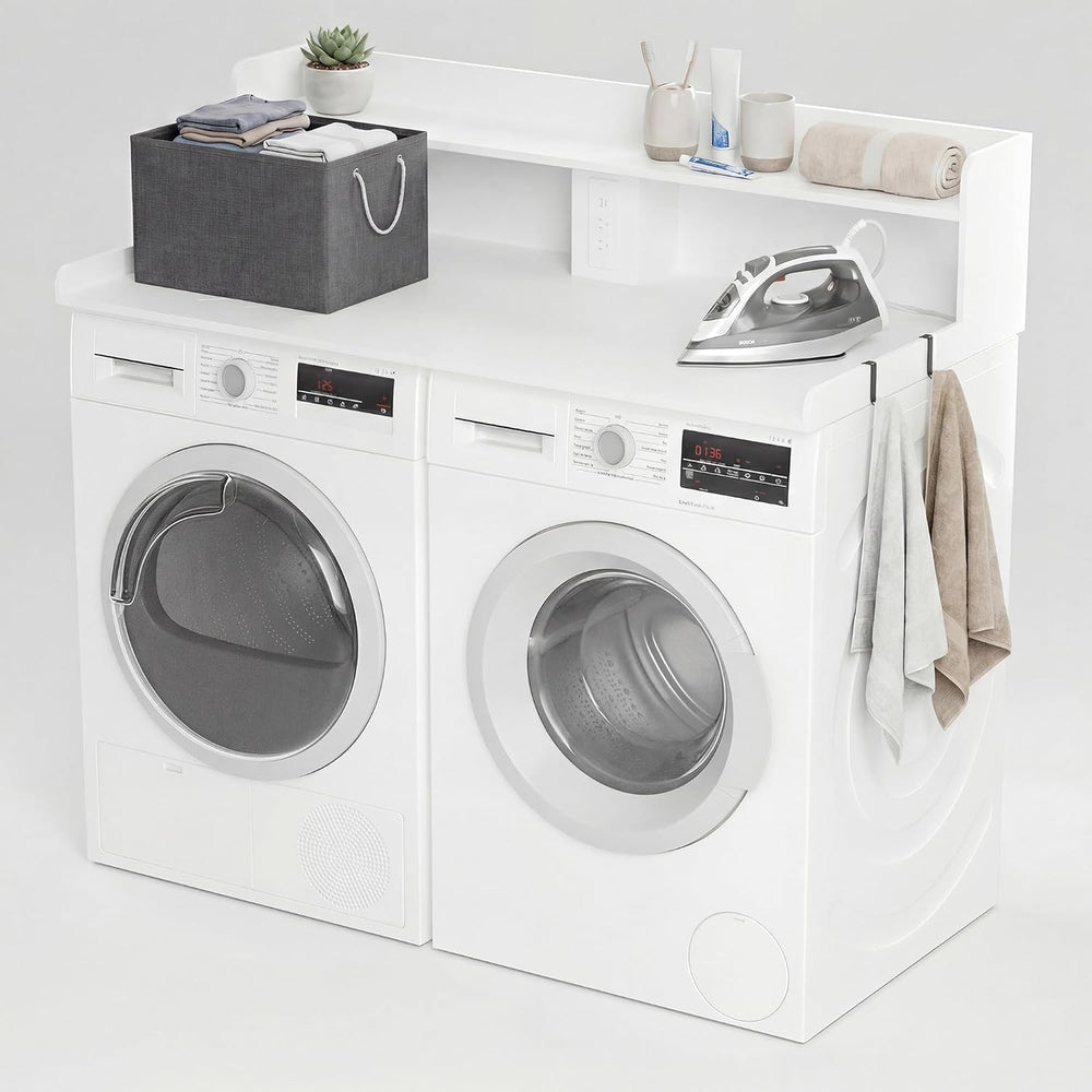 Seang 2-Tier Washer Dryer Countertop with Power Outlet & LED Lights, White