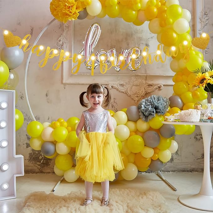 TaoBary 167 Pcs DIY Banner Kit Happy Birthday Glitter Banner Customizable Gli...