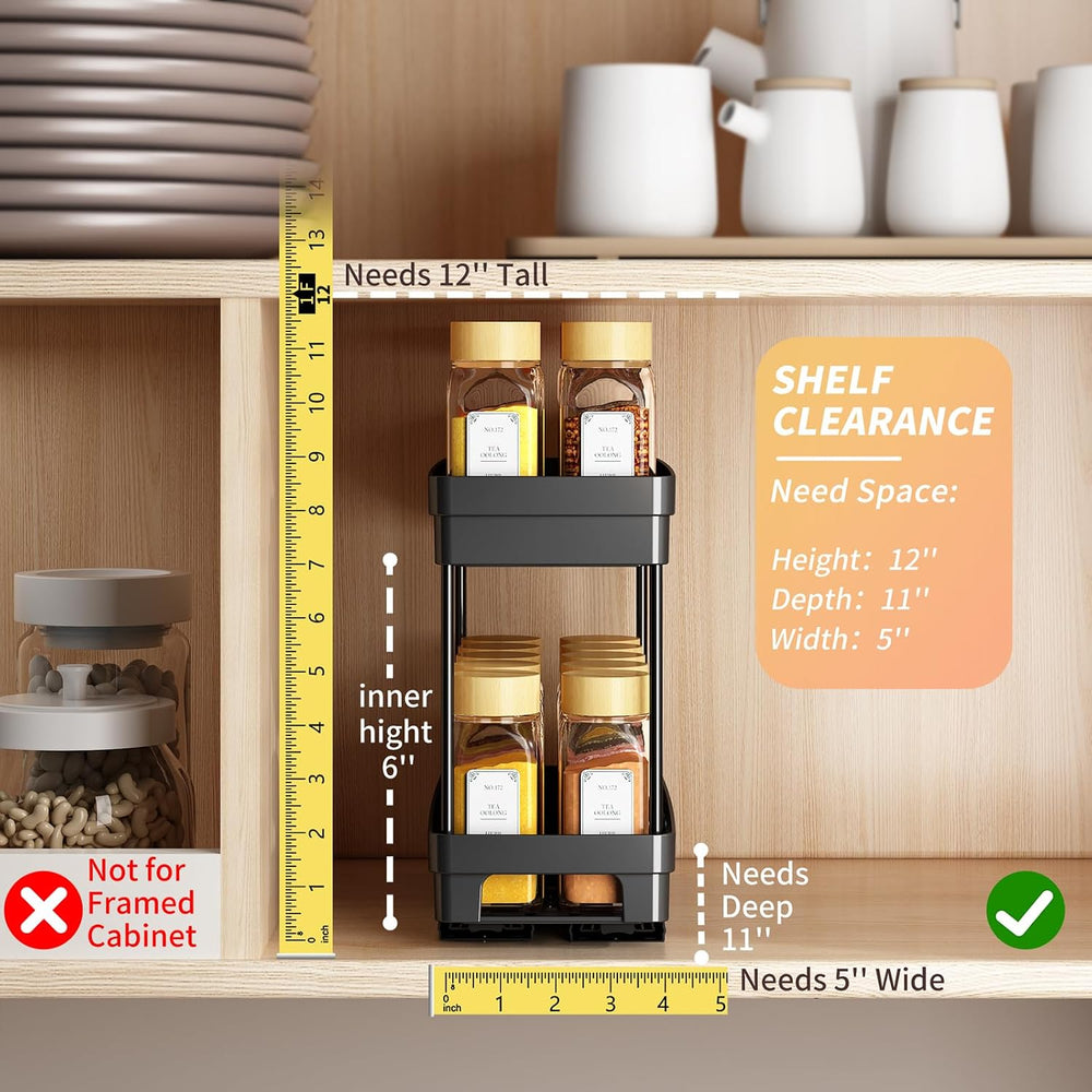 Pull Out Spice Rack Organizer for Cabinet, 3 Packs Slide Out Spice Racks Orga...