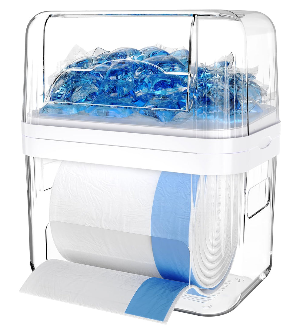 Trash Bag Dispenser & Dishwasher Pods Container, 3 in 1 Clear Acrylic Gar...