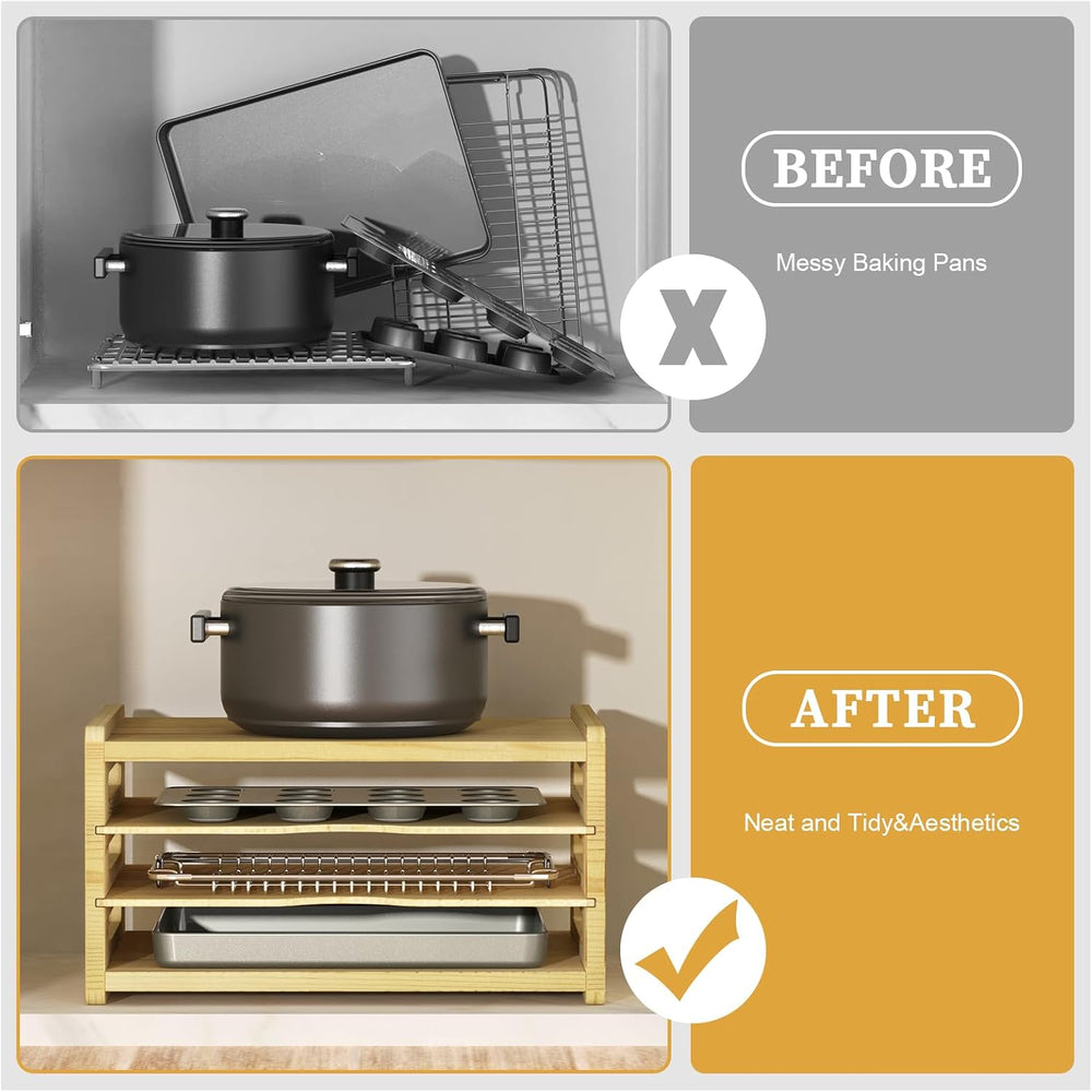 4 Tier Tray Dividers for Cabinets, Kitchen Vertical Baking Sheet Organizer