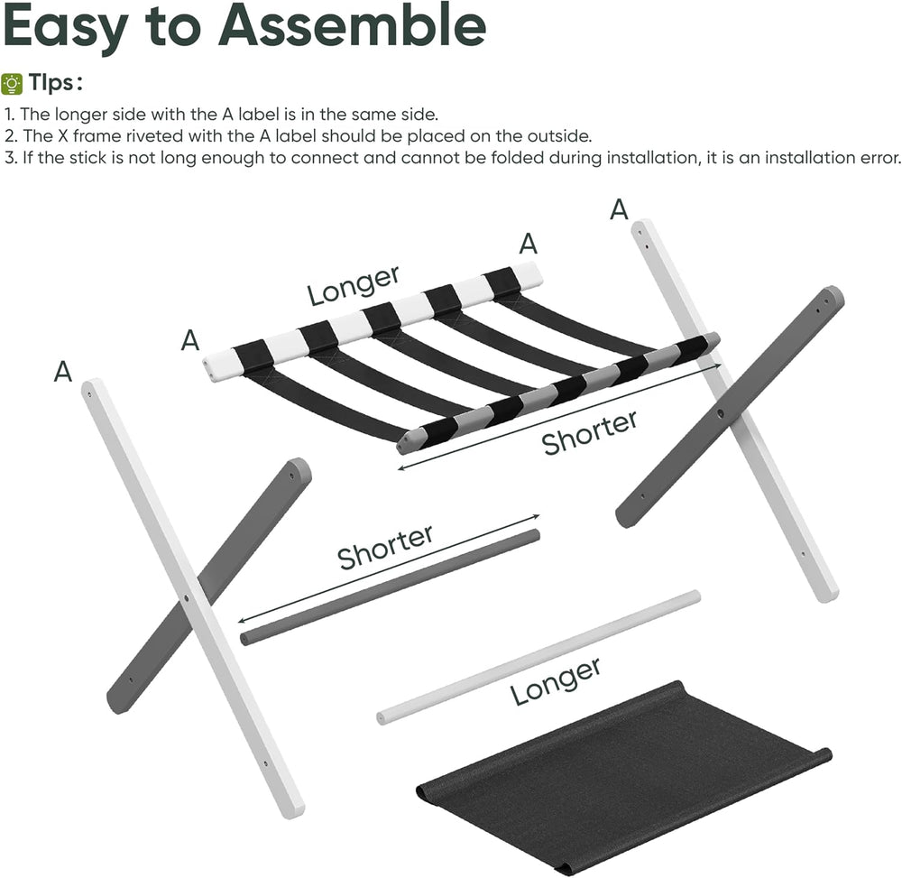 Smart FENDEE 2 Pack Luggage Rack, Folding Luggage Rack for Guest Room, White ...