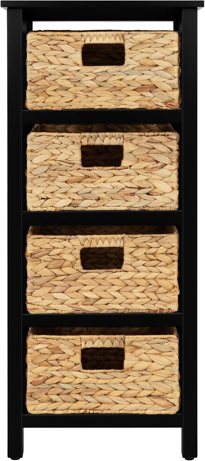 4 Tier X-Side End Storage Cabinet, Black