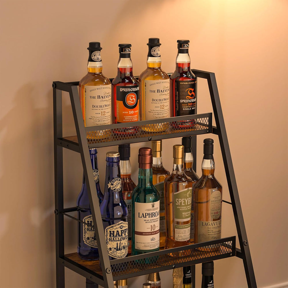 Hayexiha 3-Tier Liquor Stand for Home Bar, Stepped Freestanding Wine Rack