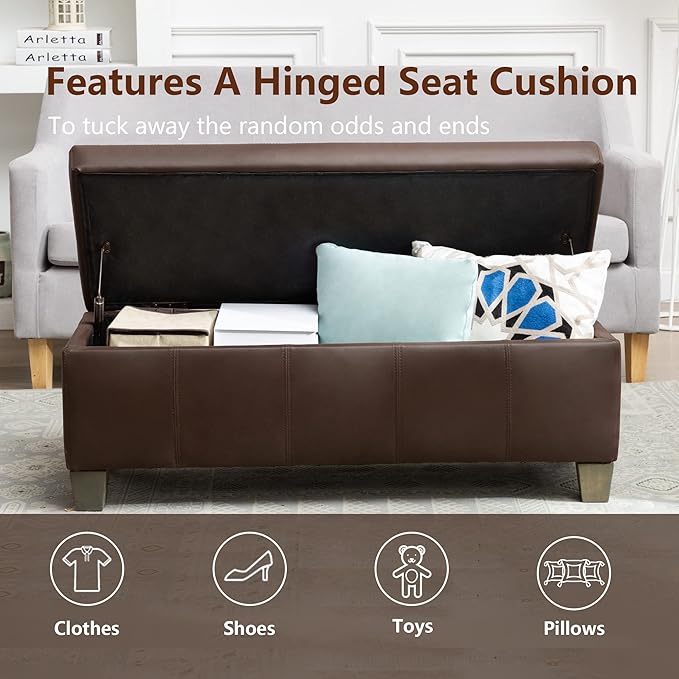 Brown Faux Leather Ottoman