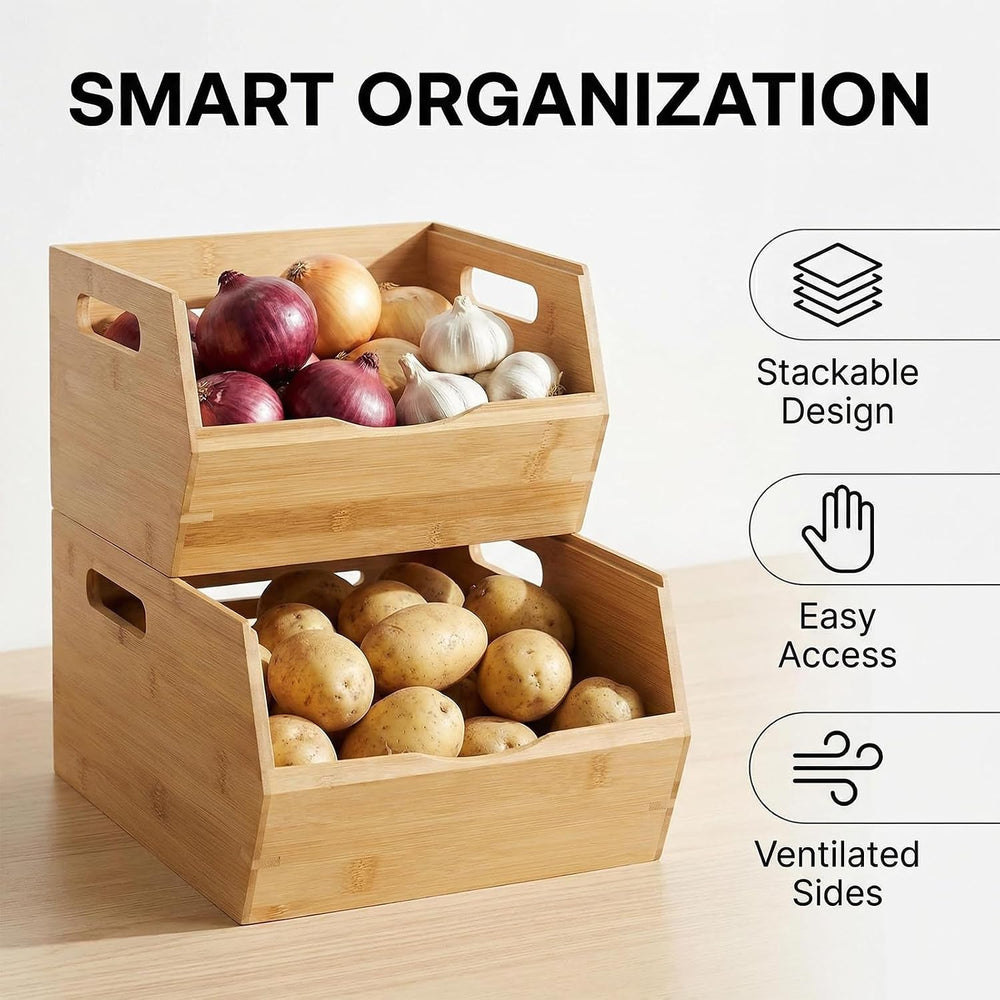Bamboo Pantry Storage Bins