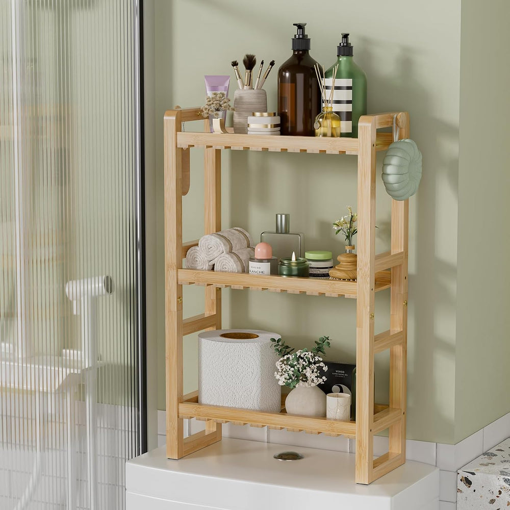 AmazerBath Bamboo Over The Toilet Storage Shelf - 3-Tier Bathroom Organizers ...