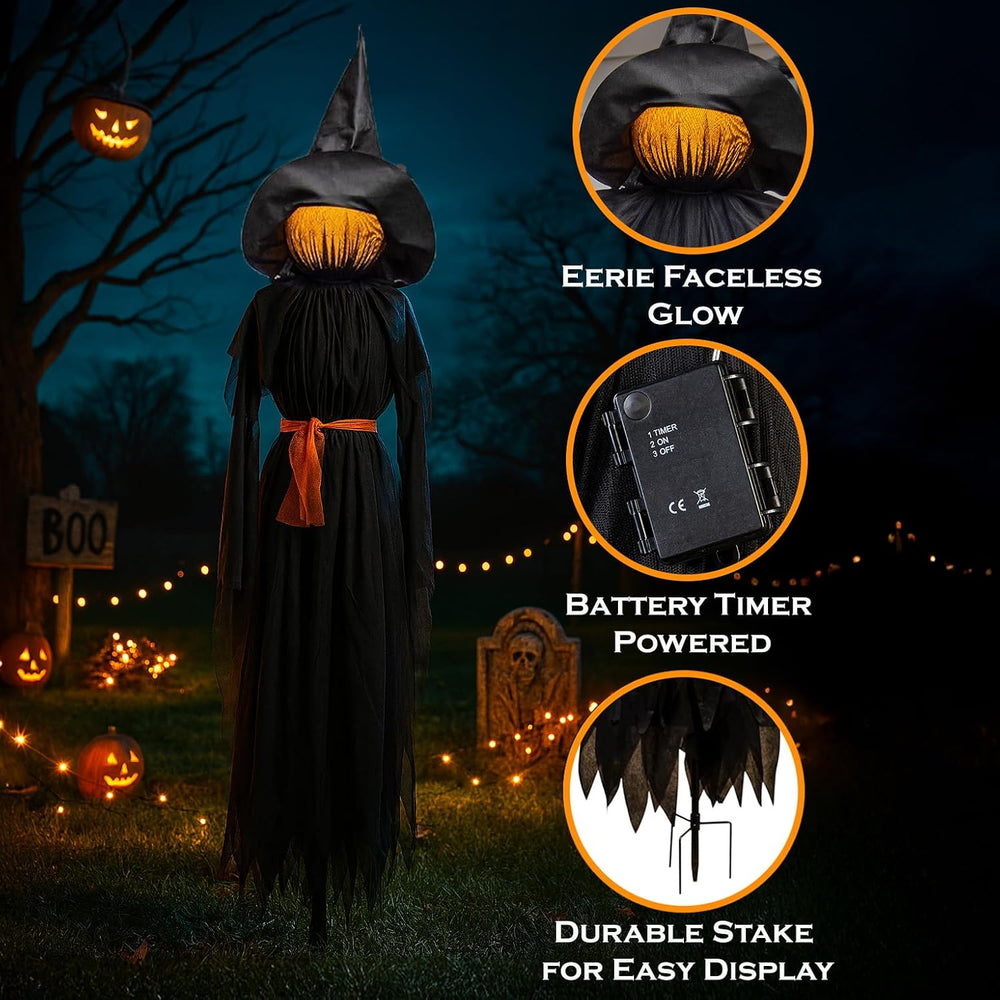 Evergreen LED Halloween 6 ft Black Witches with Hats Stakes, Outdoor Safe Wea...