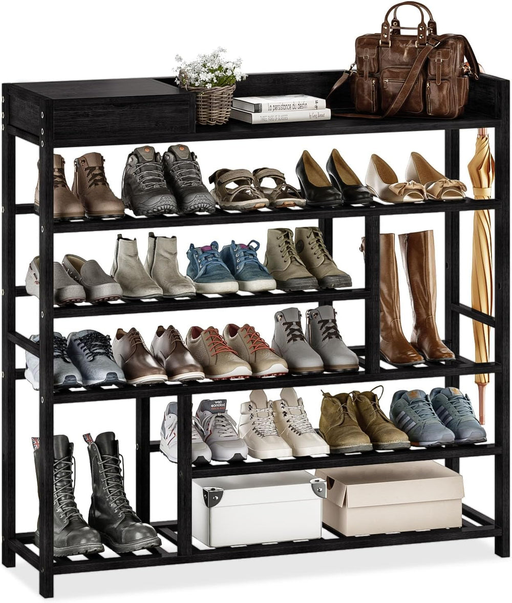 Bamworld Shoe Rack for Front Door Entrance Bamboo Shoe Organizer with Storage...