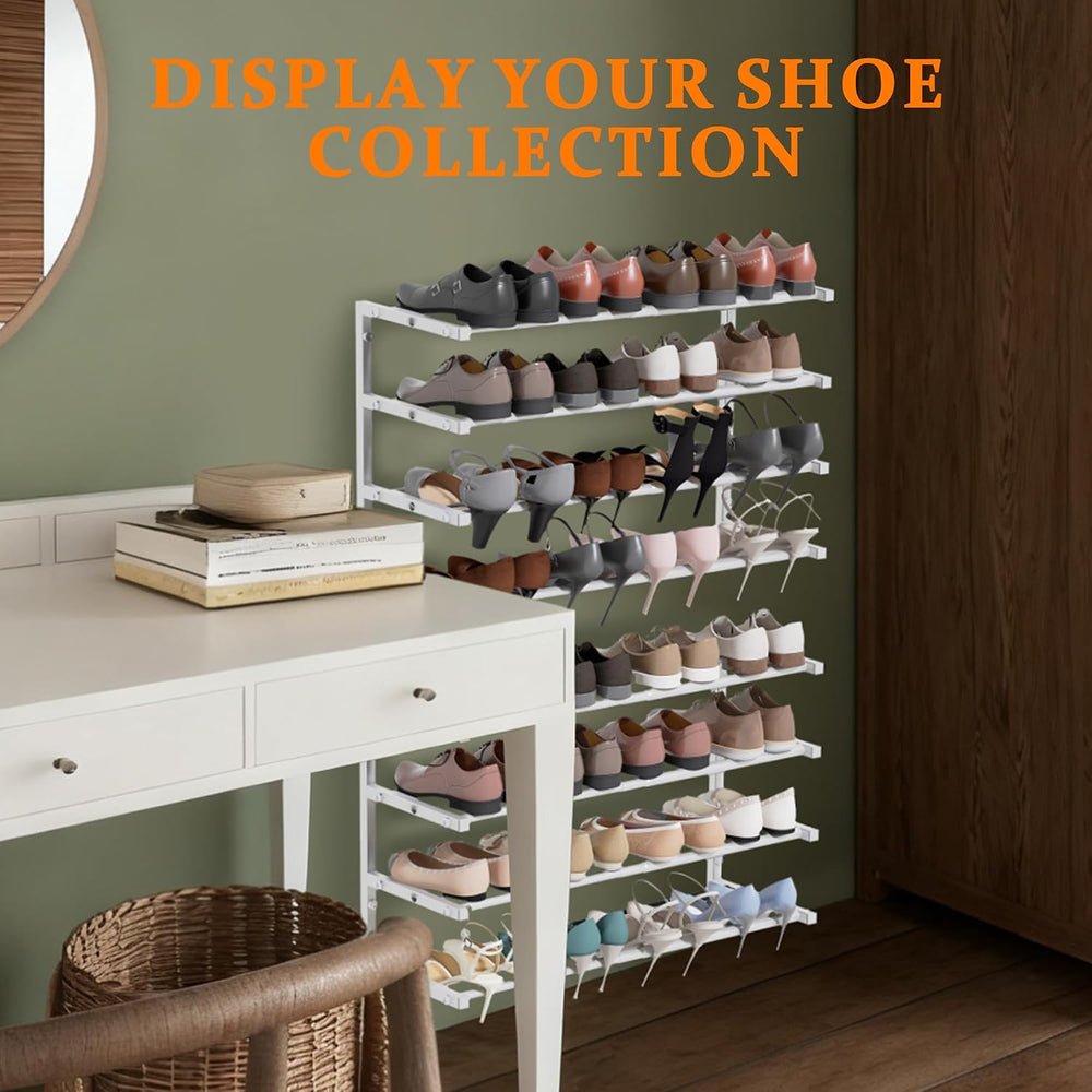 3 Pack Wall Mounted Shoe Rack, 4 Tier Hanging Shoe Rack Holds 48 Pairs, 17&qu...