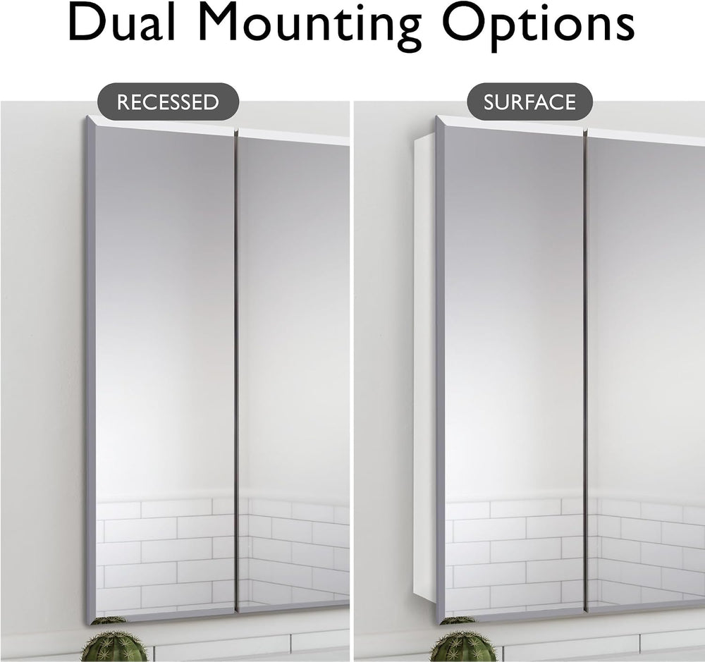 Design House Cyprus Medicine Cabinet, 3 Frameless Mirrored Doors, 2 Adjustabl...