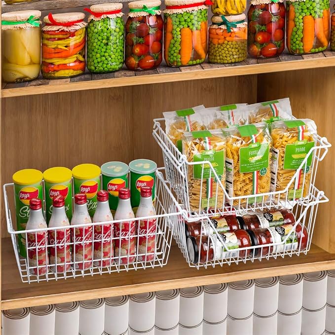 SANNO Freezer Baskets Wire Storage Baskets Closet Storage Baskets Bins (Set o...