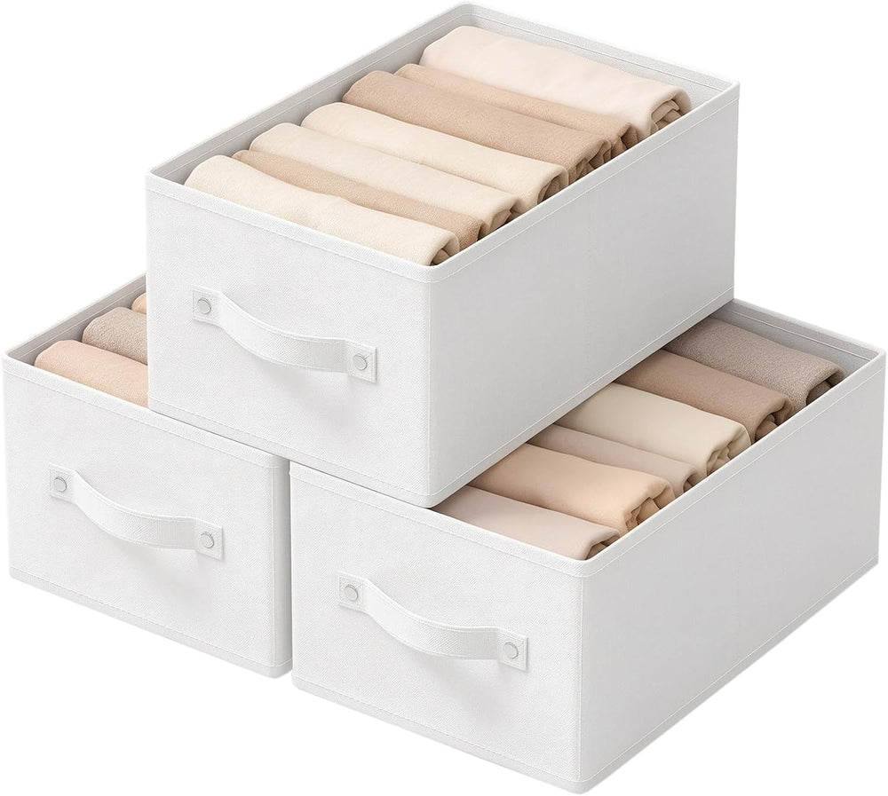 Storage Basket, Closet Organizer, 3 Pack, White, 18.5x11x7.9 In