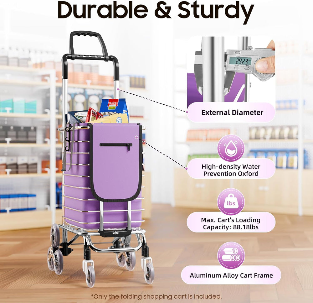 Foldable Shopping Cart with Wheels - 88lbs Capacity Collapsible Grocery Cart,...
