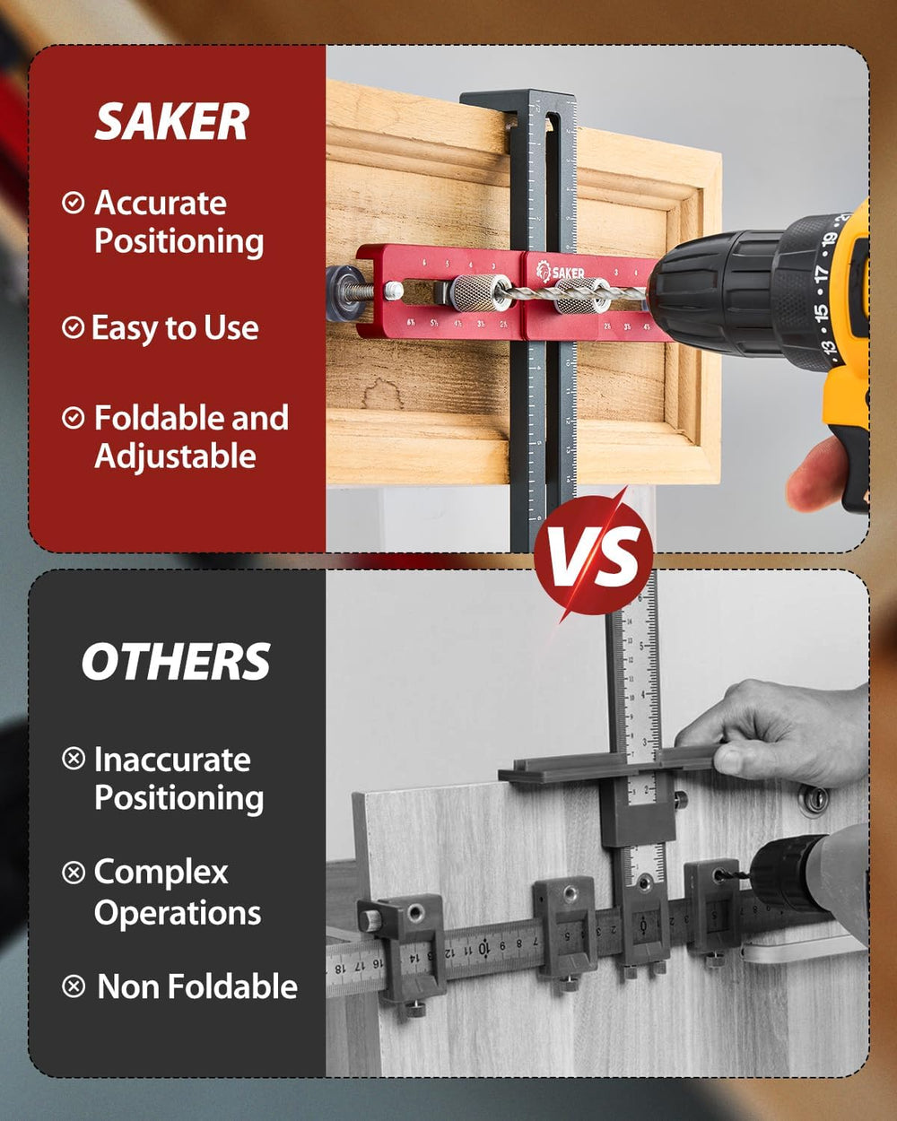 Saker Cabinet Hardware Jig, Cabinet Handle Doweling Template Tool