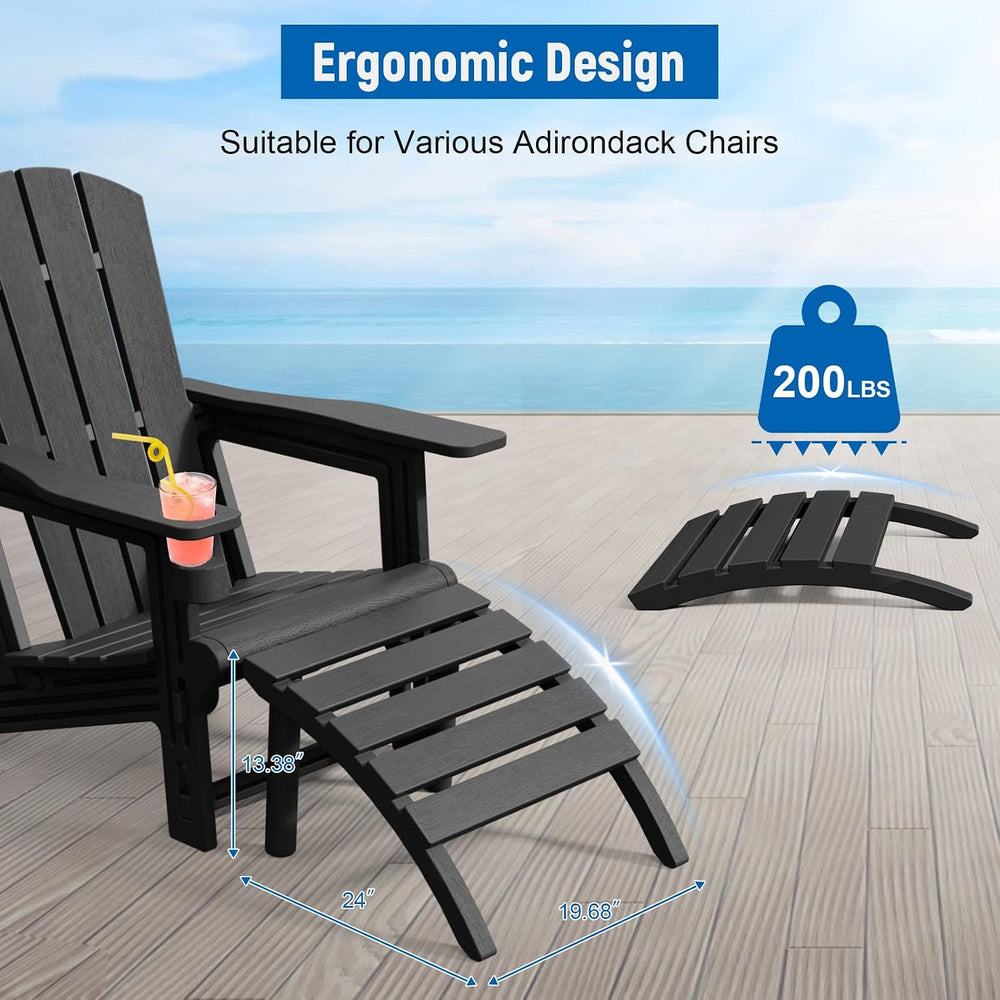 FONTOI Adirondack Ottoman, HDPE Plastic Adirondack Chair Footstool, All Weath...