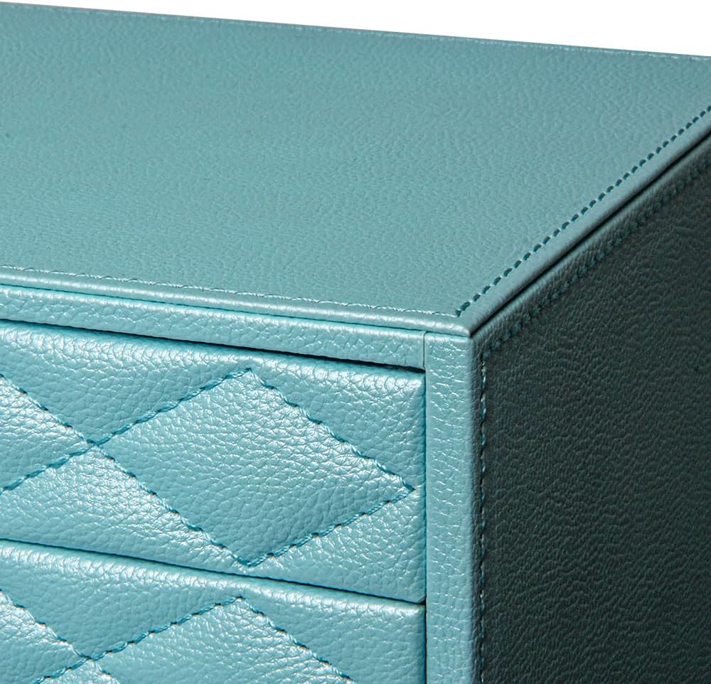 Extra Large Jewelry Box Organizer with 10 Drawers - Premium Faux Leather Stor...
