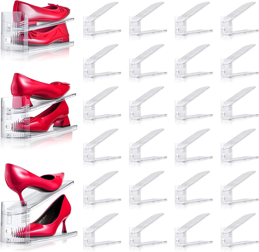 Shoe Slots Organizer, 24 Pack Transparent Shoe Stackers for A Pair of Shoes, ...